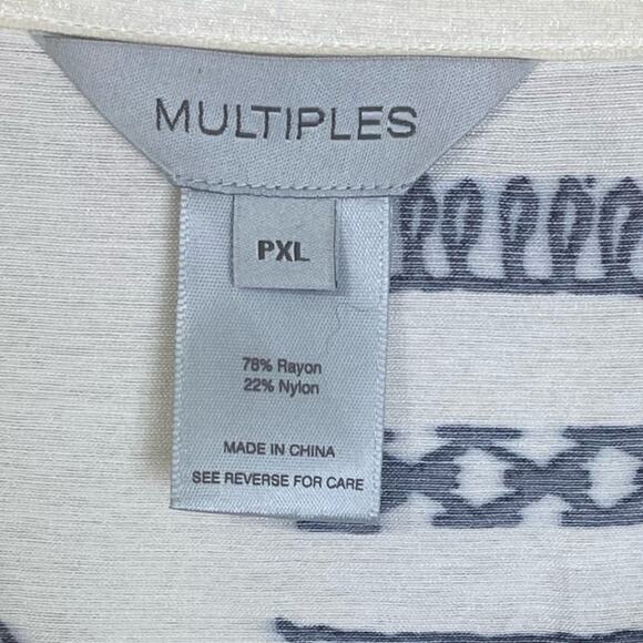 Multiples Women's Novelty Print Collared Button-Front Shimmer Shirt Sz XL Petite - Picture 7 of 9